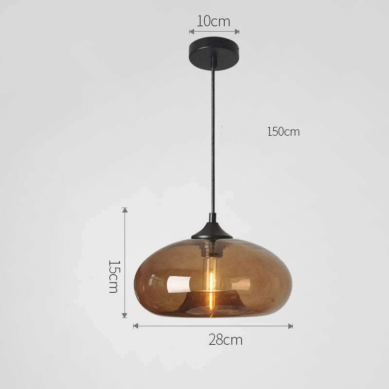 Nordic Modern Loft Pendant Lamp with adjustable height and glass body in various colors