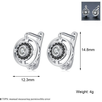 Elegant black zircon studded copper earrings for women, perfect for any occasion.