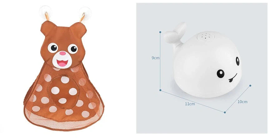 Electric induction whale spray toy for baby bath time with lights and music