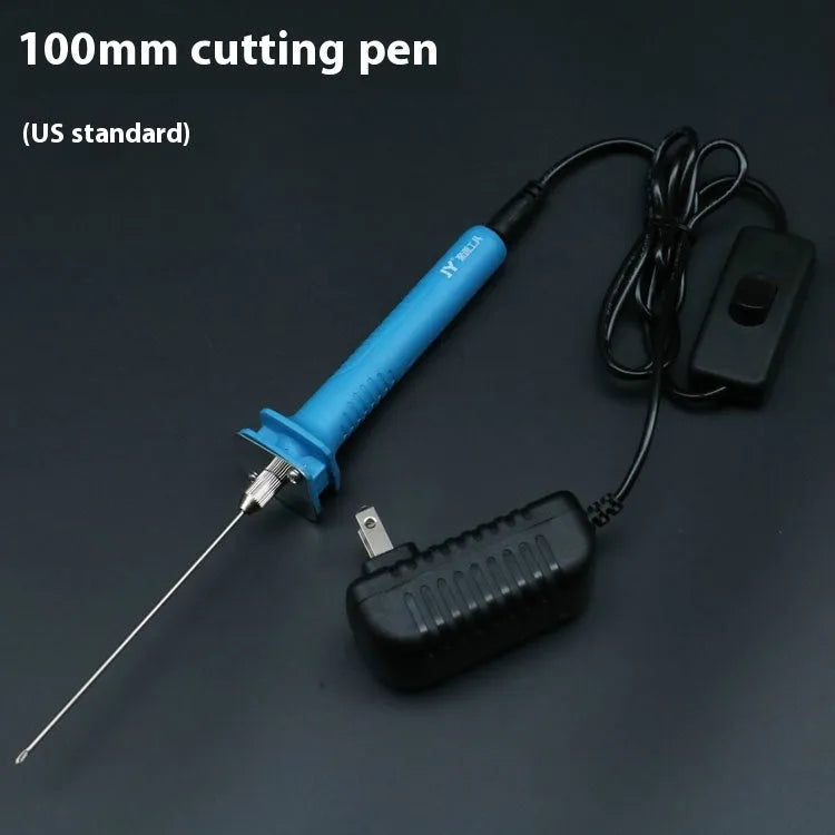 Blue plastic-handled electric heating cutter pen for cutting foam and pearl cotton.