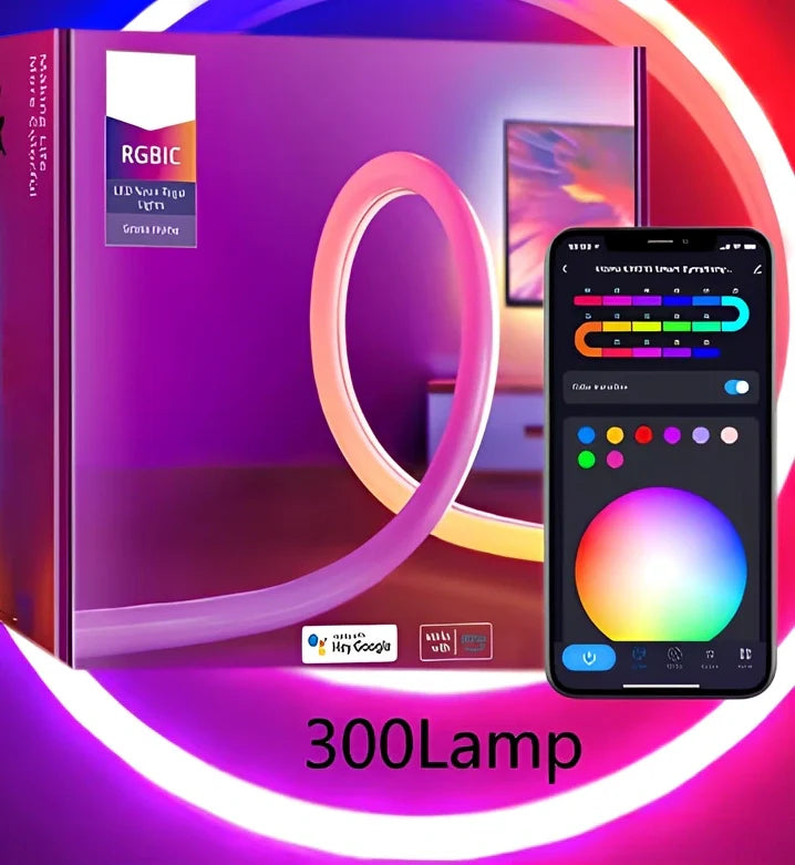 12V/24V Bluetooth WiFi RGBIC music neon light strip with 84 LED beads