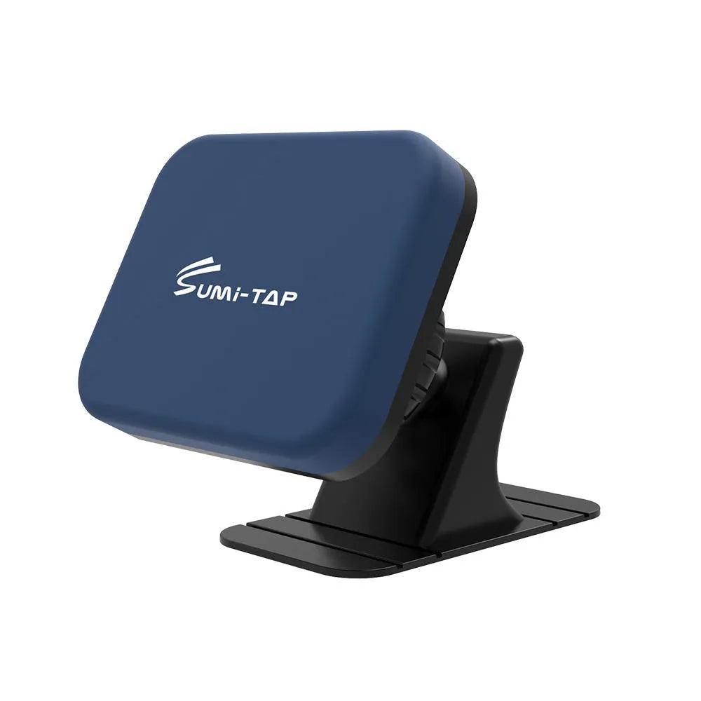 Magnetic car phone holder with nylon base and silicone surface, available in black, blue, or grey.