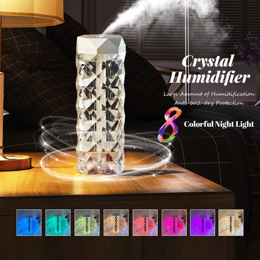 Crystal Lamp Humidifier with Soothing Mist and Customizable Lighting for Home Decor