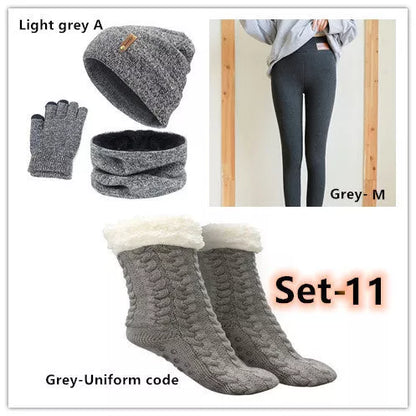 Wool touch screen gloves with scarf and hat set for cold weather