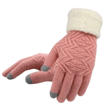 A pair of cozy, knitted winter gloves in a variety of fashionable colors, featuring a stylish Jacquard pattern and a soft, flexible fit.