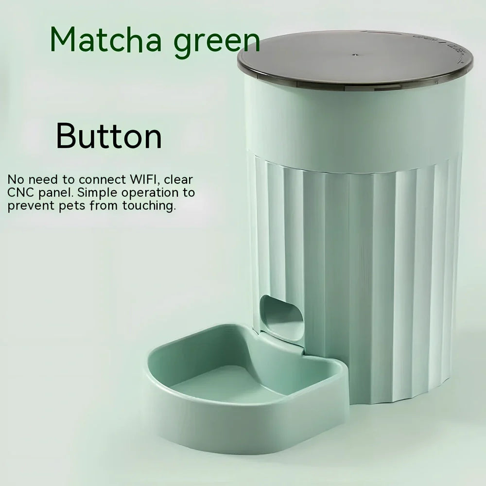 Automatic wifi pet feeder with 3-litre capacity in matcha green colour with digital display