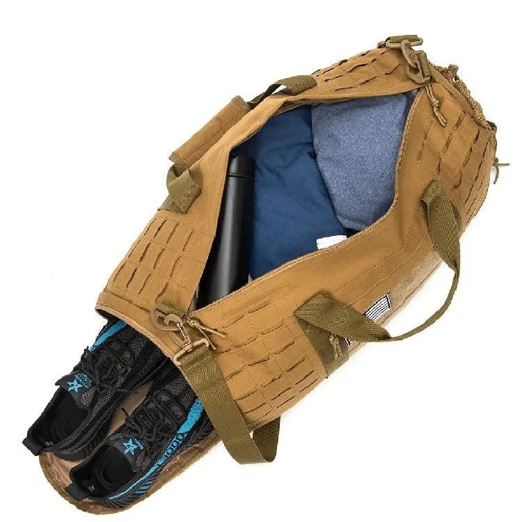 Men's waterproof sports travel handbag with air pillow belt system in khaki colour