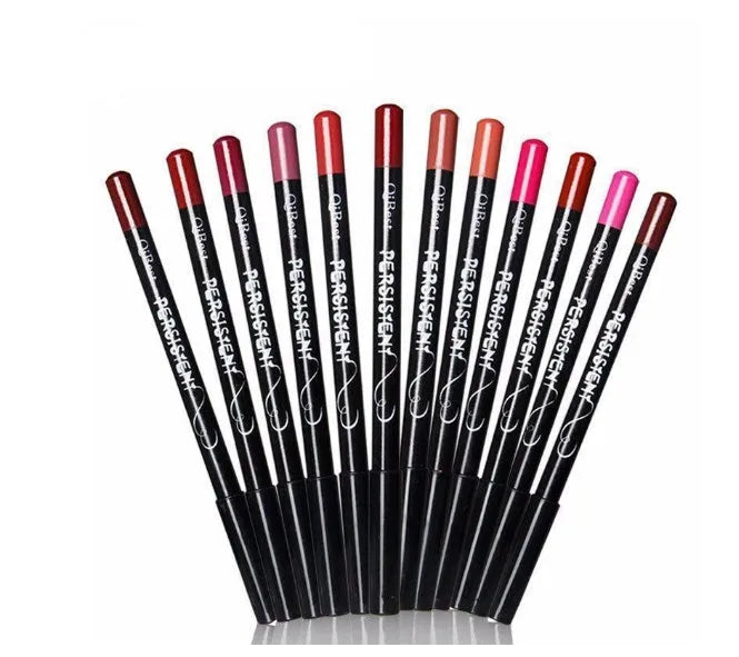 12-piece lip liner pencil set in 12 colours for lips, eyes and brows, waterproof multi-functional makeup pencils