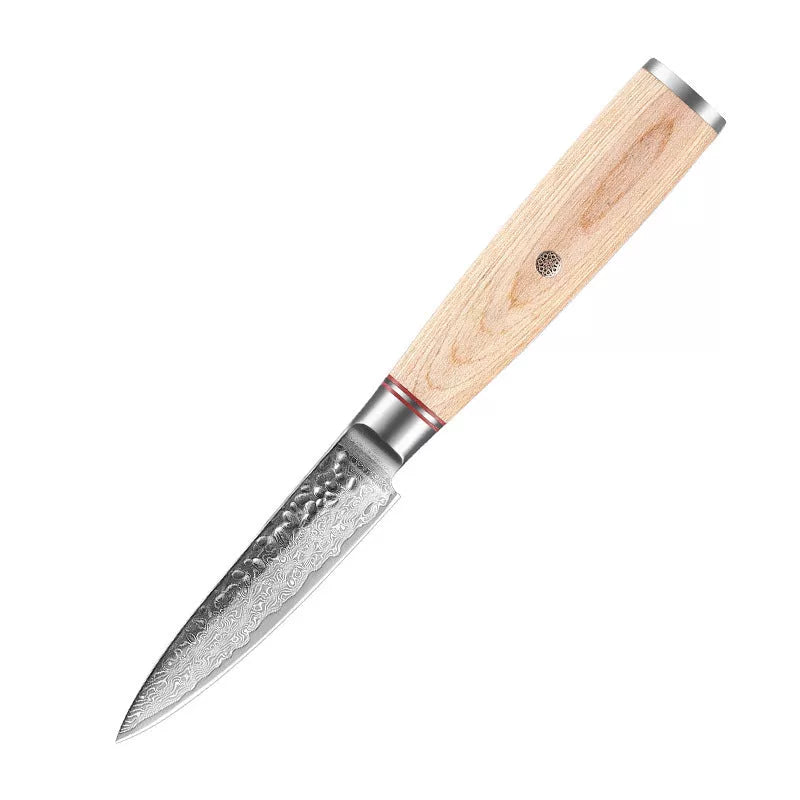 Damascus Steel Hand Kitchen Knife Set with various sizes for precision cutting