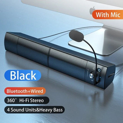 Powerful Bluetooth subwoofer speaker with dual high-power speakers, independent volume controls, and versatile connectivity options