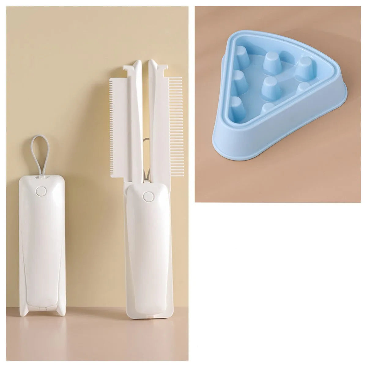 Pet grooming brush for dogs and cats in ABS plastic with bristles for removing loose hair and detangling
