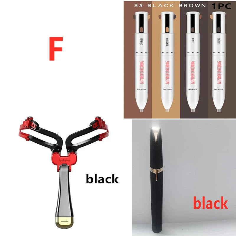 Adjustable 3-in-1 eyebrow shaping set with LED light, eyebrow pencil, and trimmer for perfect, professional-looking brows