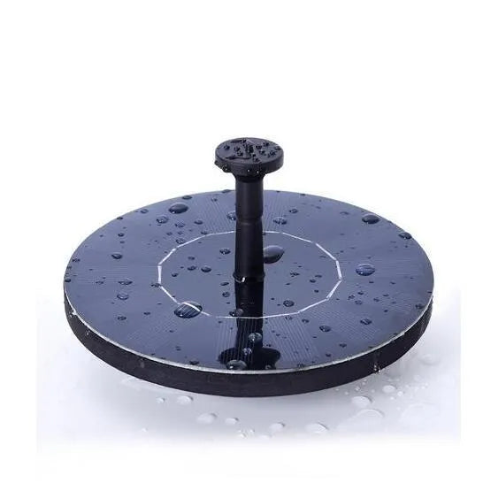 Black solar floating fountain pump with 4 nozzle heads for garden ponds and birdbaths