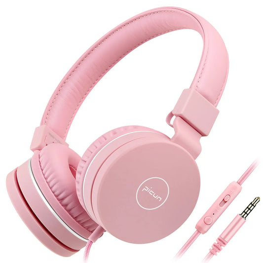 Bengoo C30 wired headset in pink, mint green, or blue green with 40mm speakers and braided cable