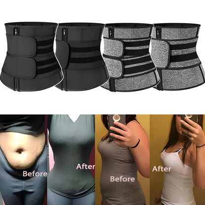 Grey neoprene abdominal support belt for sports and fitness activities