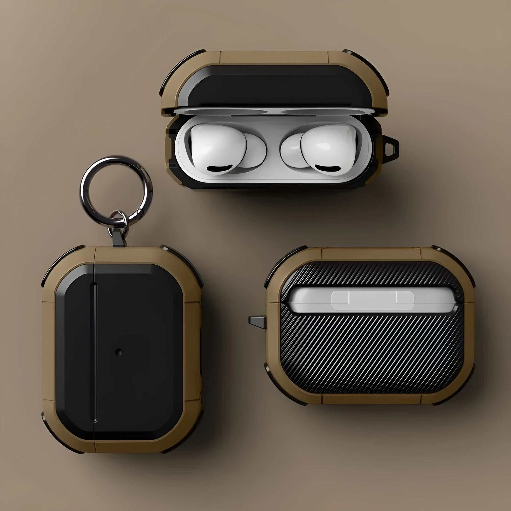 Black TPU and PC protective shell case for Apple AirPods 1, 2, and AirPods Pro charging case