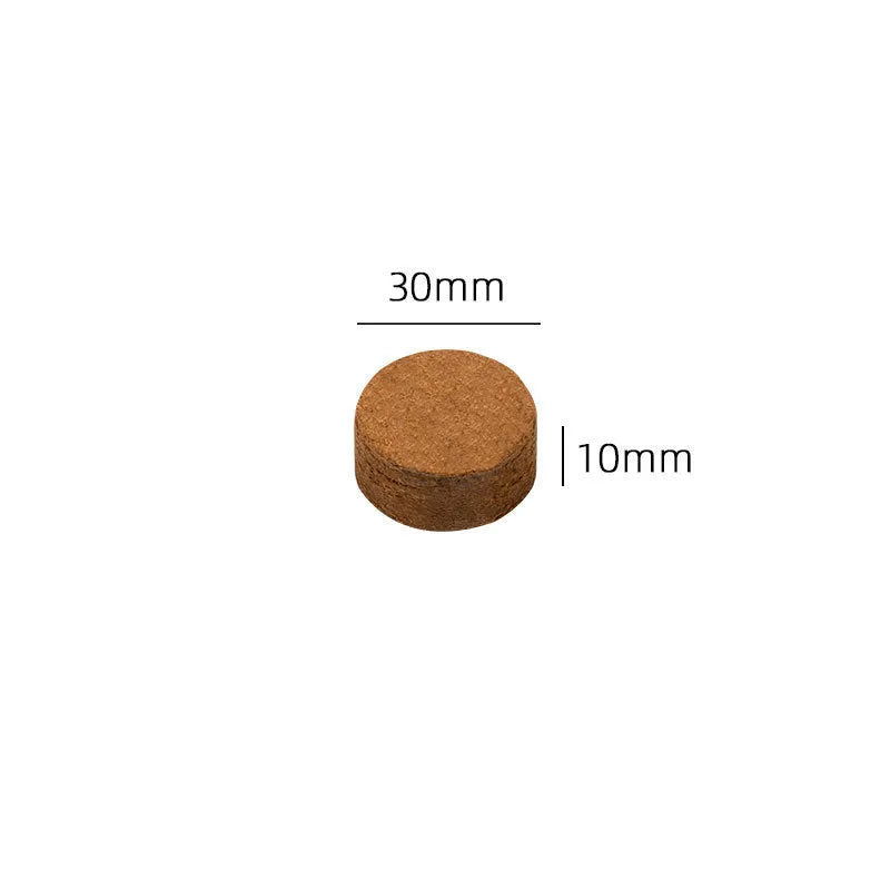 Nutrient soil blocks for vegetable planting showing dry and expanded states with size variations
