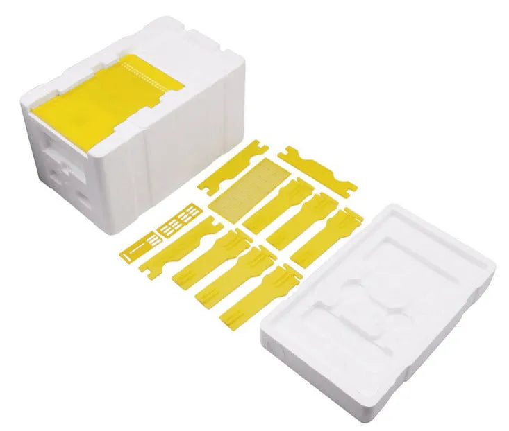 Three white EPS foam mini delivery boxes for bee breeding and transport operations