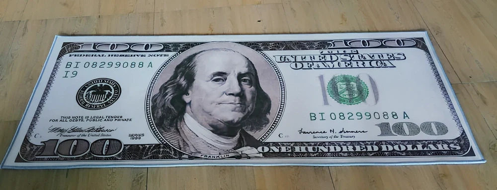 Retro dollar print fashion carpet in multiple sizes from 40cm to 80cm width options for entrance and corridor use