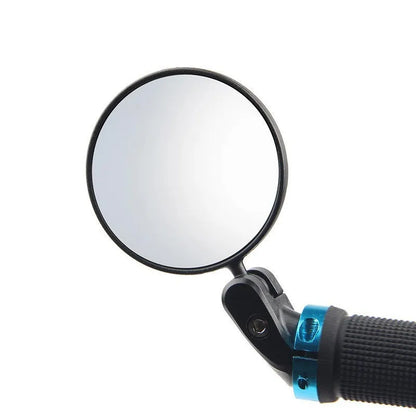 Black foldable convex motorcycle rear view mirror on a 14cm stem.