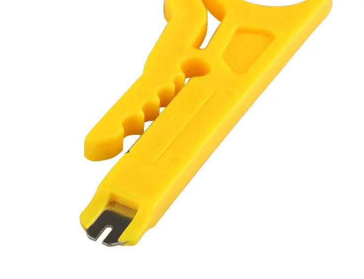 Mini Portable Wire Stripper with 0.6mm stripping diameter for electrical and network cable preparation, featuring a durable snap-in metal mechanism and robust rubber construction