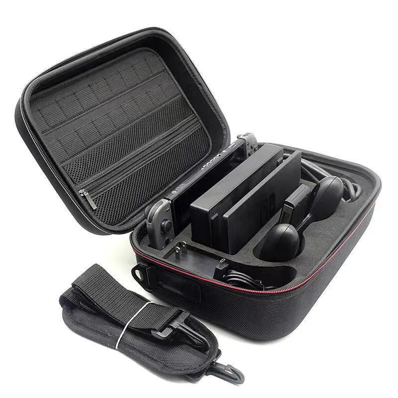 Black EVA hard shell storage case for game console accessories in two size options.