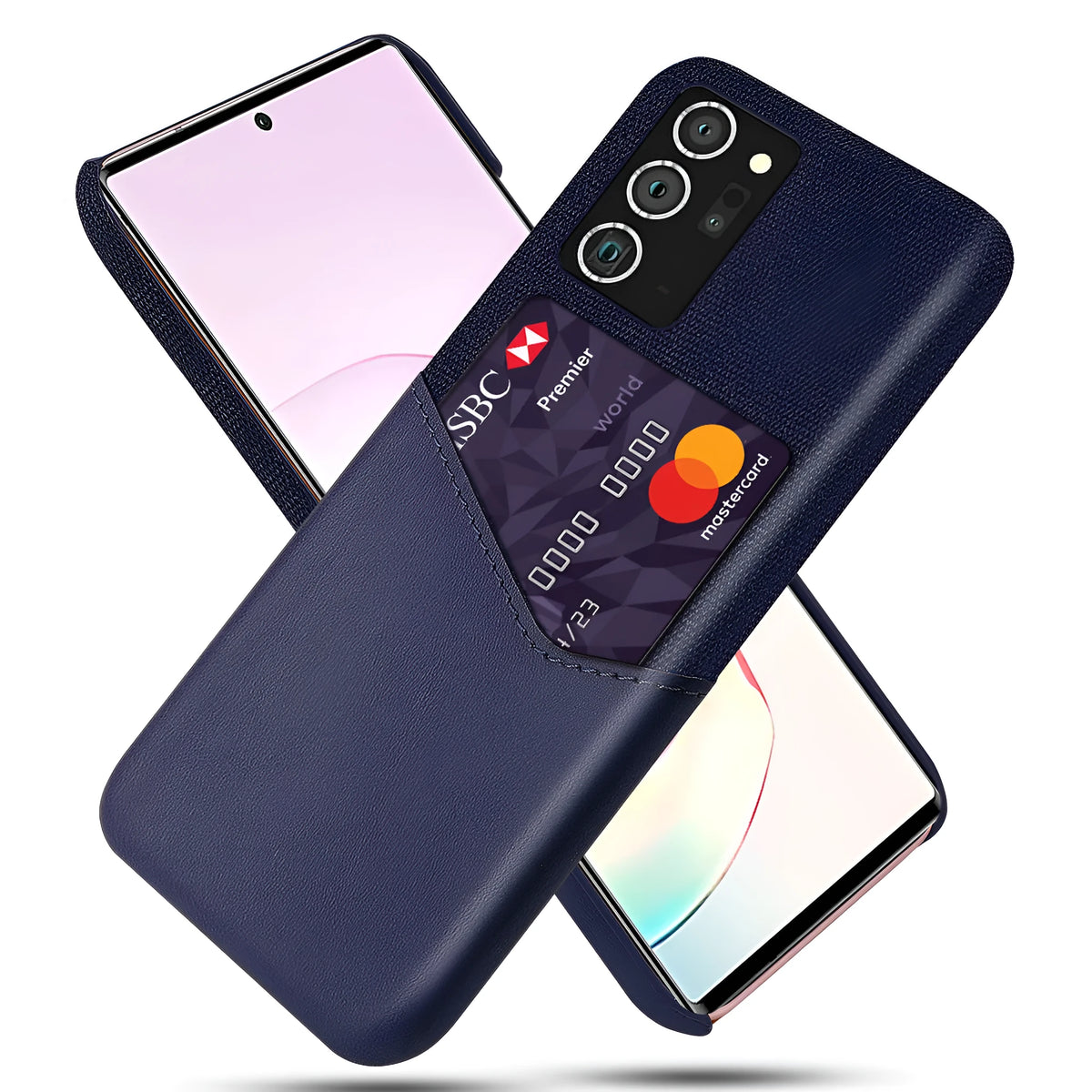 Samsung phone leather protective case with PC backing and calf-pattern cloth texture in multiple colours