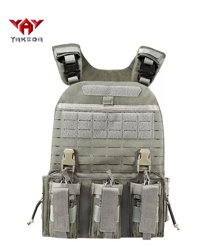 MOLLE System Tactical Vest in khaki, black, grey, or military green for outdoor activities
