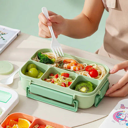 1300ml rectangular plastic cartoon bento box with sealed lid and microwaveable heating, available in three designs