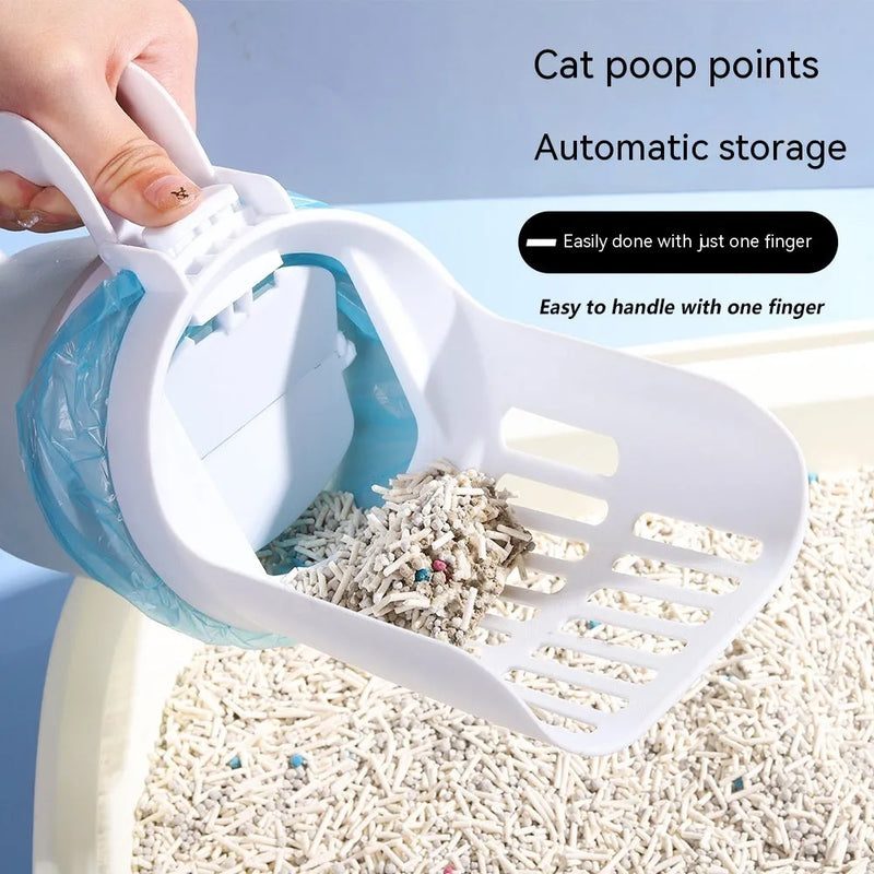 Cat Litter Scoop with Refill Bags and Waste Bin System 17.5x11.5x29cm Grey Blue Green Self-Cleaning Large Pet Litter Box Waste Collection Pet Supplies