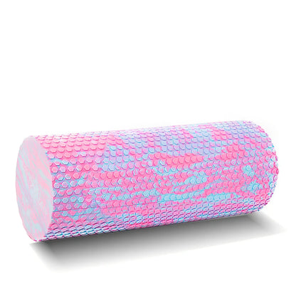 Pink 30cm floating foam roller for yoga back massage, 15cm diameter EVA construction