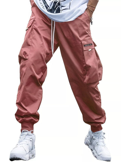 Men's oversized cargo pants in various colors with multiple pockets