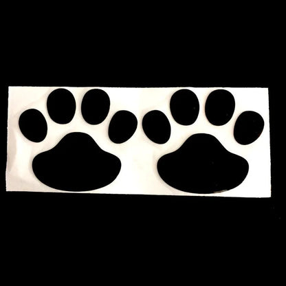 Pair of hand-shaped brush dog footprints PVC car sticker in black, gold, red, or silver colour.