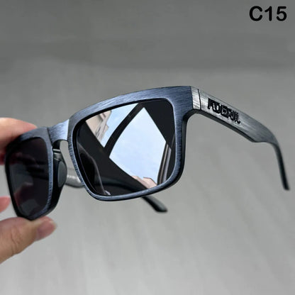 Square polarised sunglasses with TAC lenses and a PC frame, shown in one of 12 available colour options.