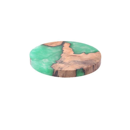 Nordic-style wooden coaster with irregular shape, 9.8cm diameter, for tea set protection