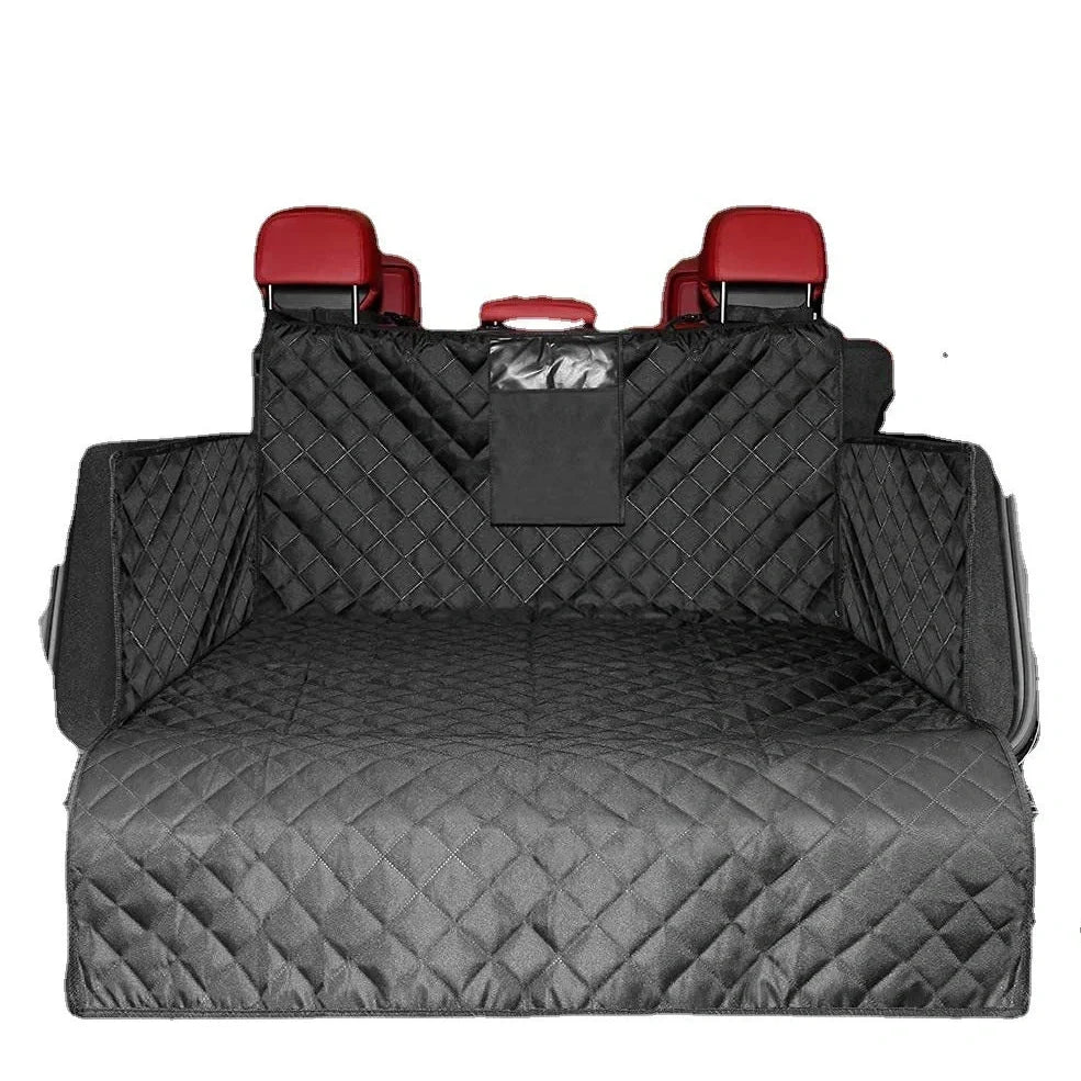 Waterproof dog car boot mat with storage bag and anti-skid net in vehicle