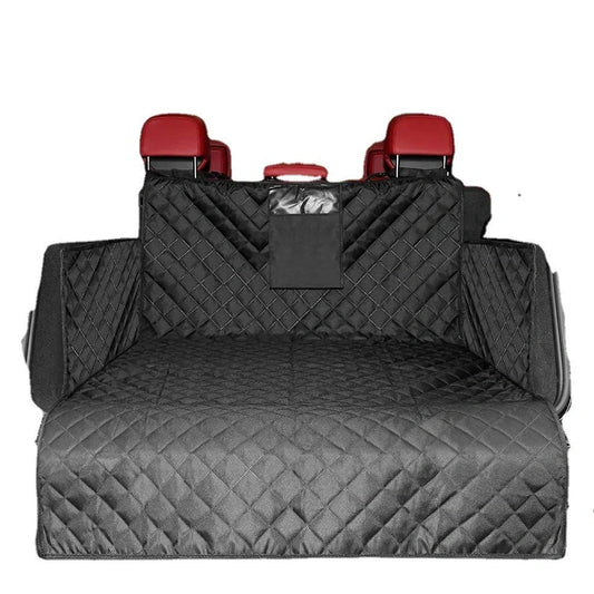 Waterproof dog car boot mat with storage bag and anti-skid net in vehicle