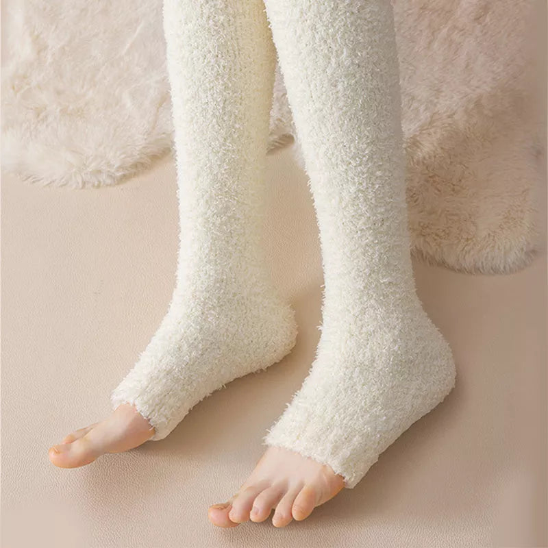 Winter warm plush socks for women with dual-purpose heel and knee protection