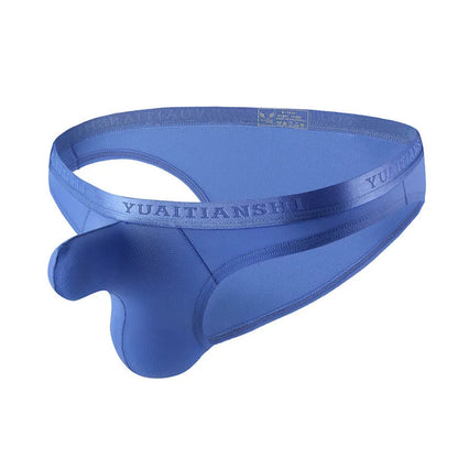 Men's thin solid colour underwear in low-waist design with breathable nylon fabric, shown in one of six colour options