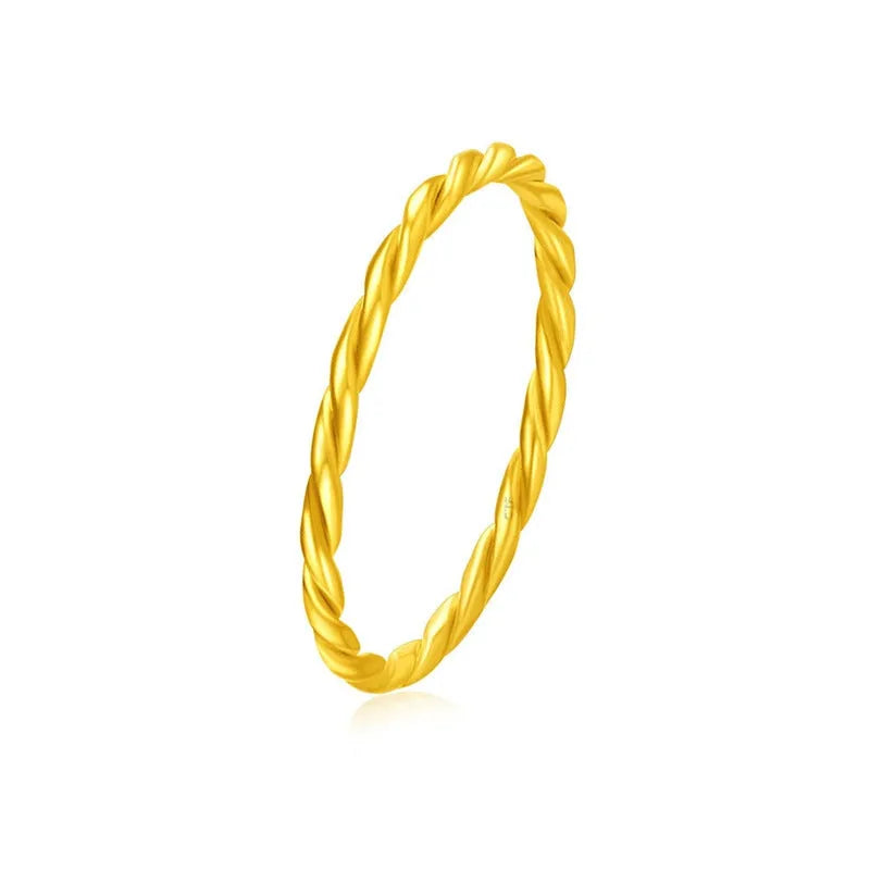 Brass gold plated women's bracelet ring shown in glossy, matte, and twist styles.