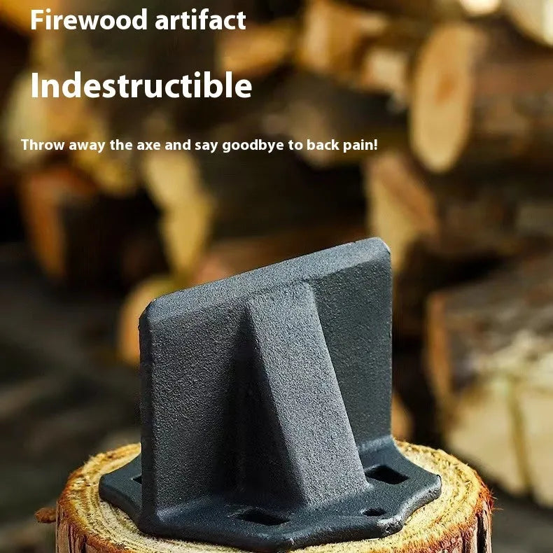 Small square cast iron wood splitter for portable kindling and log splitting