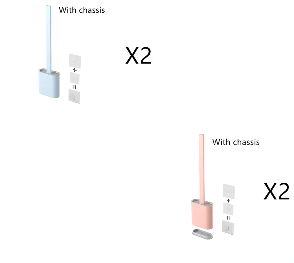 Wall-mounted soft toilet brush with silicone bristles and cover in midnight green colour