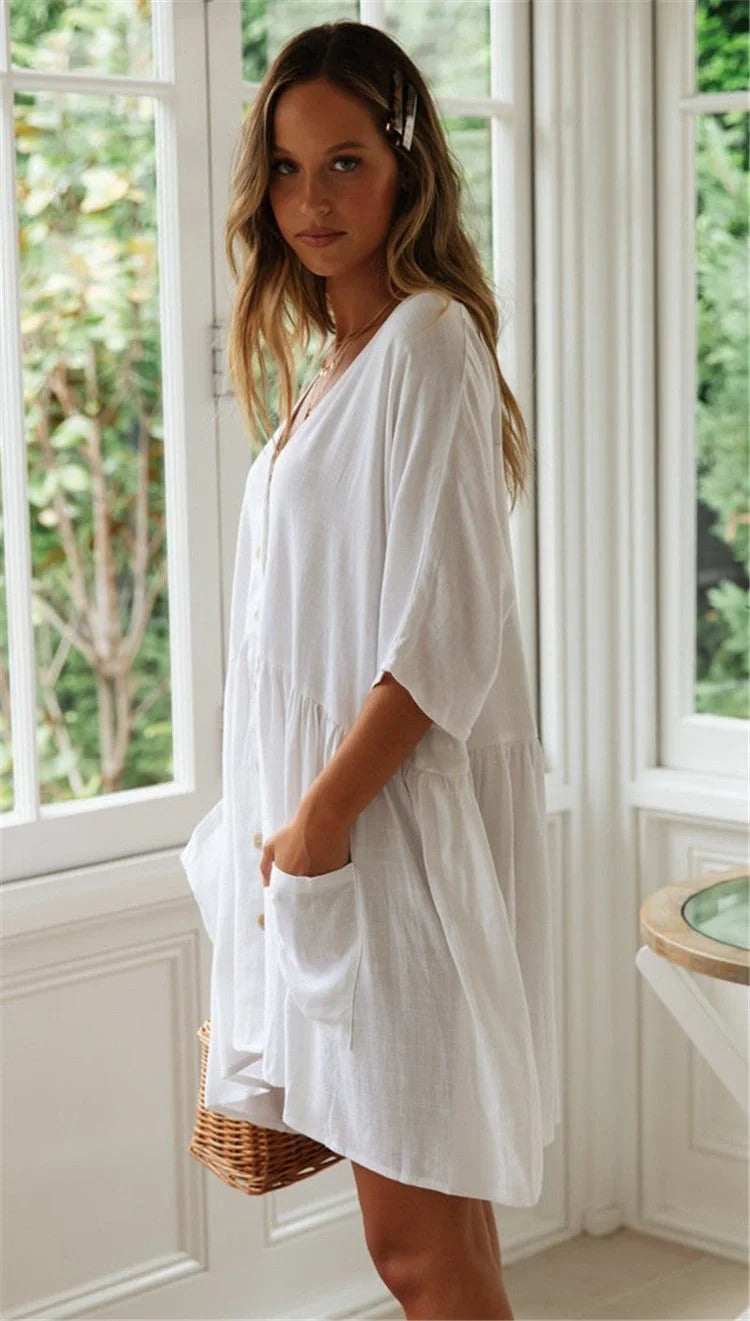 Fashionable beach-ready blouse and skirt set made from premium bamboo-blend fabric for superior comfort and style