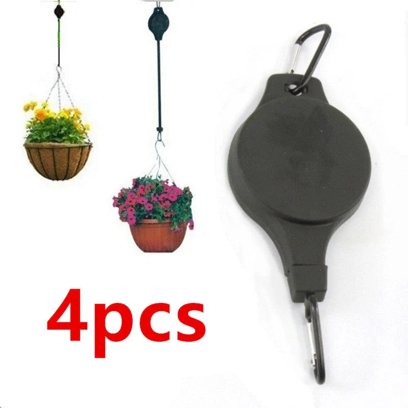 Adjustable hanging hook with pulley system for bird cages and baskets