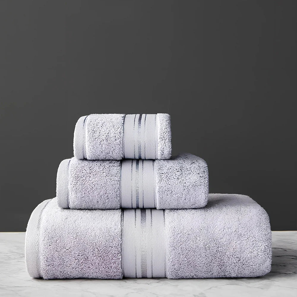 Egyptian cotton towel set showing 70x150cm bath towel and 34x75cm hand towel with beige colour
