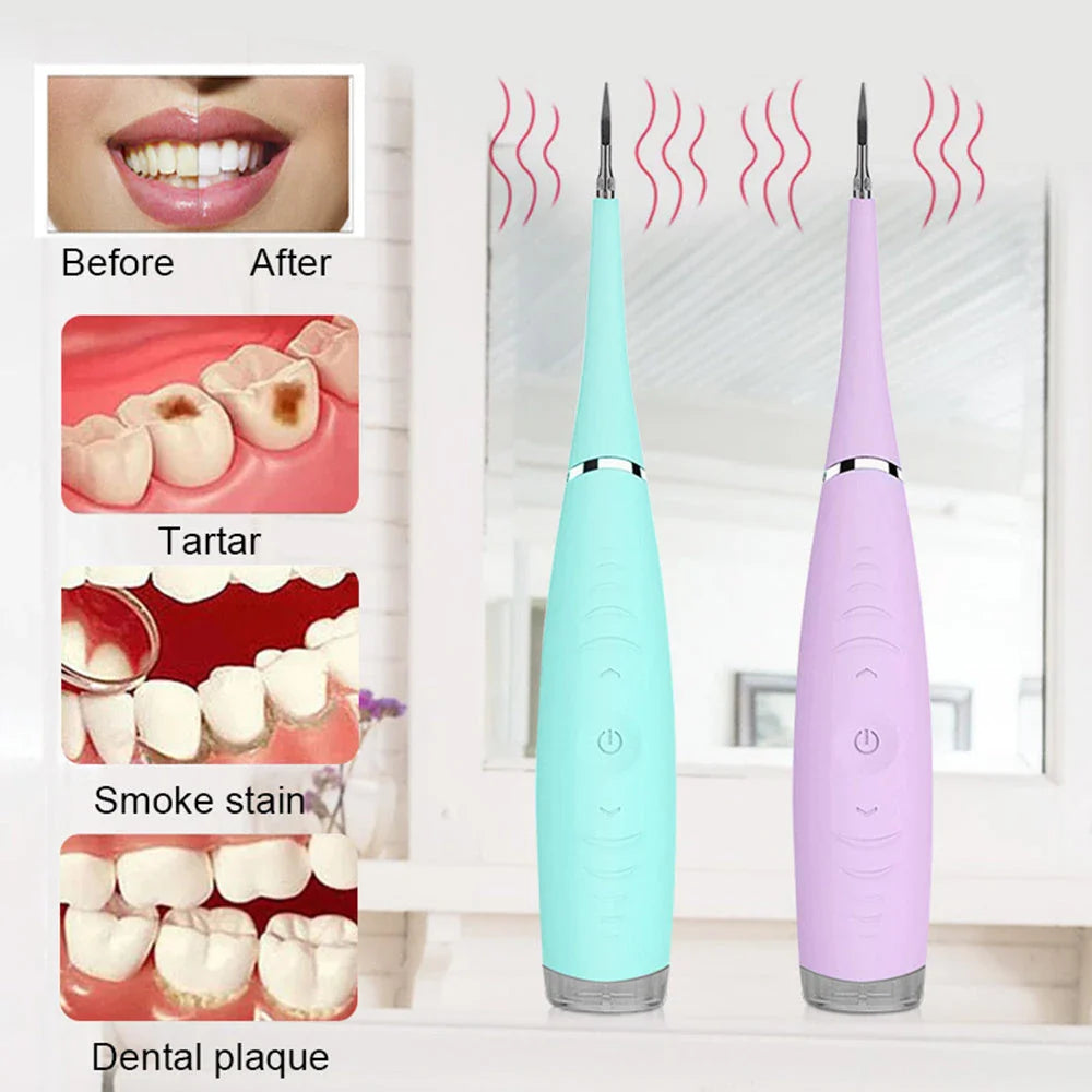 Rechargeable waterproof electric dental cleaner tool with high-frequency vibration technology for effective plaque and tartar removal