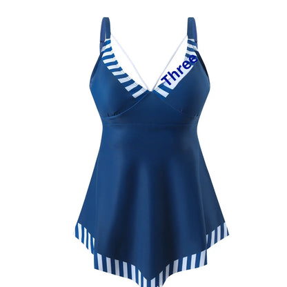 Plus size green two-piece bikini swimsuit with backless design and briefs style for swimming sports