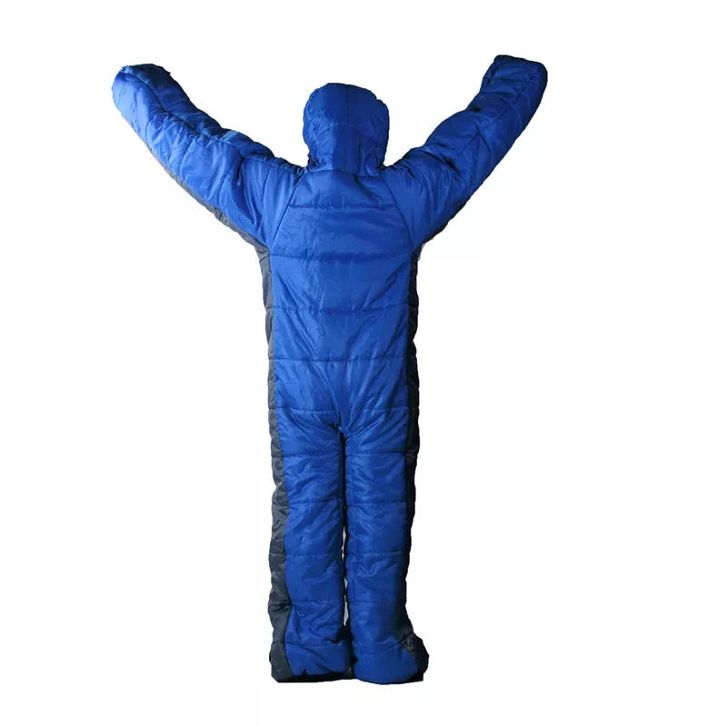 Blue Gray Patchwork Humanoid Sleeping Bag for walking camping