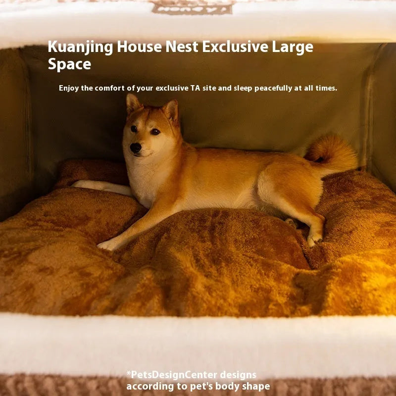 Brown bear arc dog bed with raised sides, velvet fabric, for small dog sleeping.