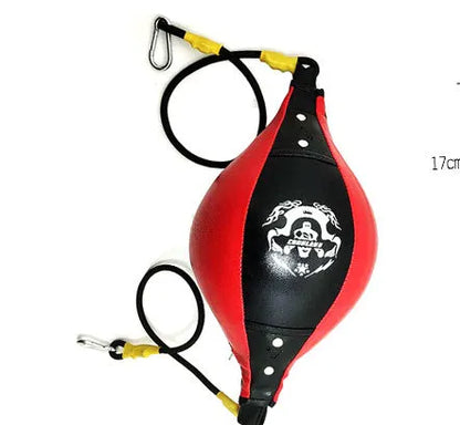 Black and red diamond pattern PU boxing speed ball with elastic hanging cord for training